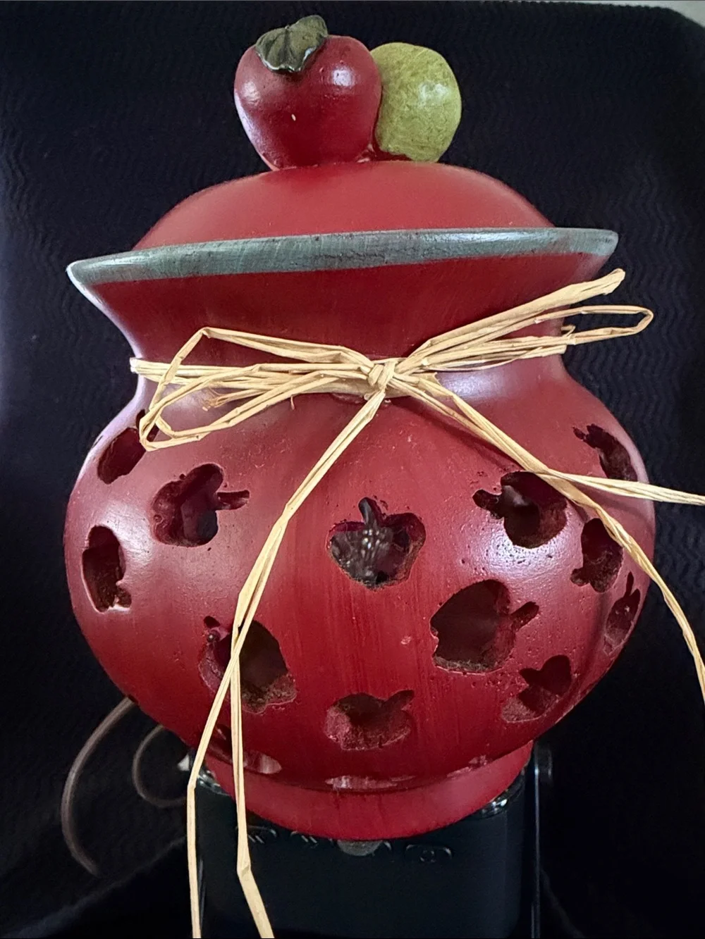 Rare Cracker Barrel Red Apple Resin Lantern